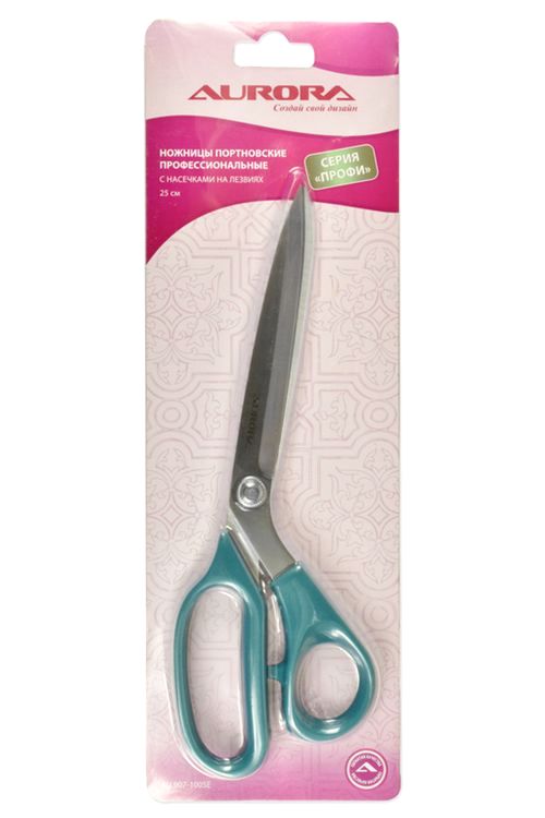 Ножницы профессиональные портновские, с насечками на лезвиях, 25 см, Aurora — картинка 4