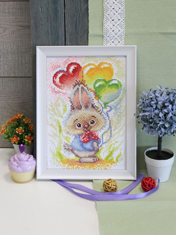 Алмазная вышивка «Зайка с шариками» — картинка 4