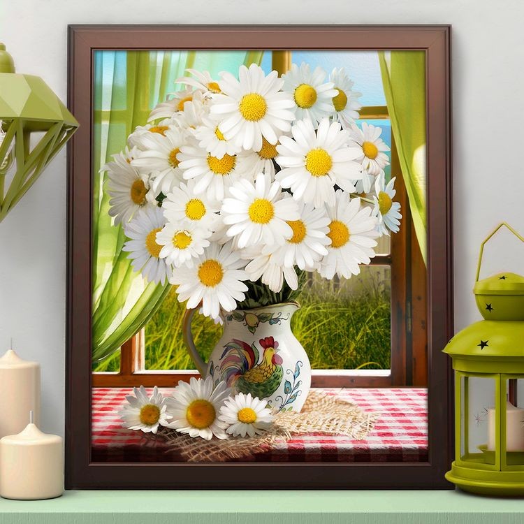 Алмазная вышивка «Ромашки у окна» — картинка 2