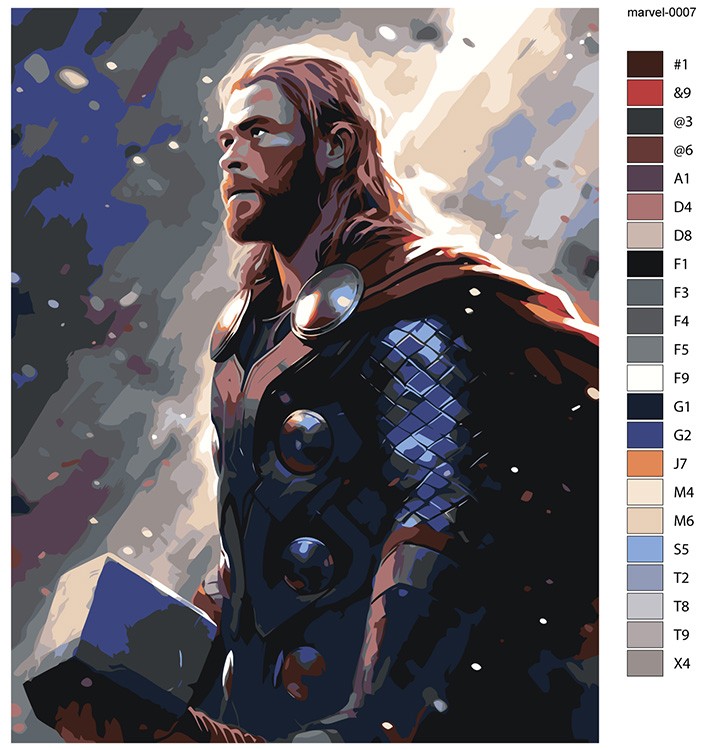 Картина по номерам «Марвел Marvel: Бог грома Тор» — картинка 2