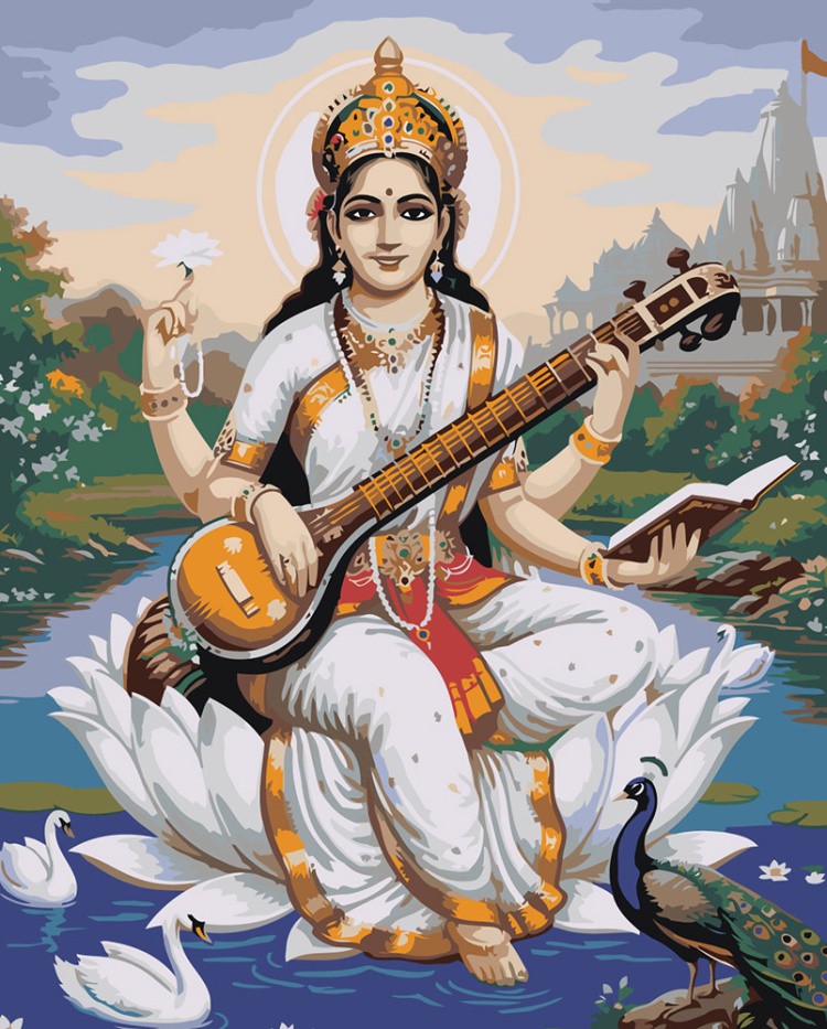 Картина по номерам Богиня Сарасвати на лотосе Буддизм