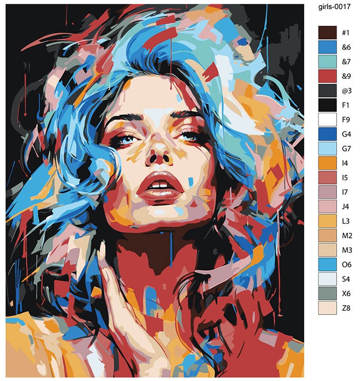 Картина по номерам «Девушка в ярких красках 2» — картинка 2