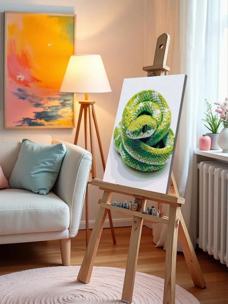 Картина по номерам «Зеленая змея, Символ года, животные» — картинка 9