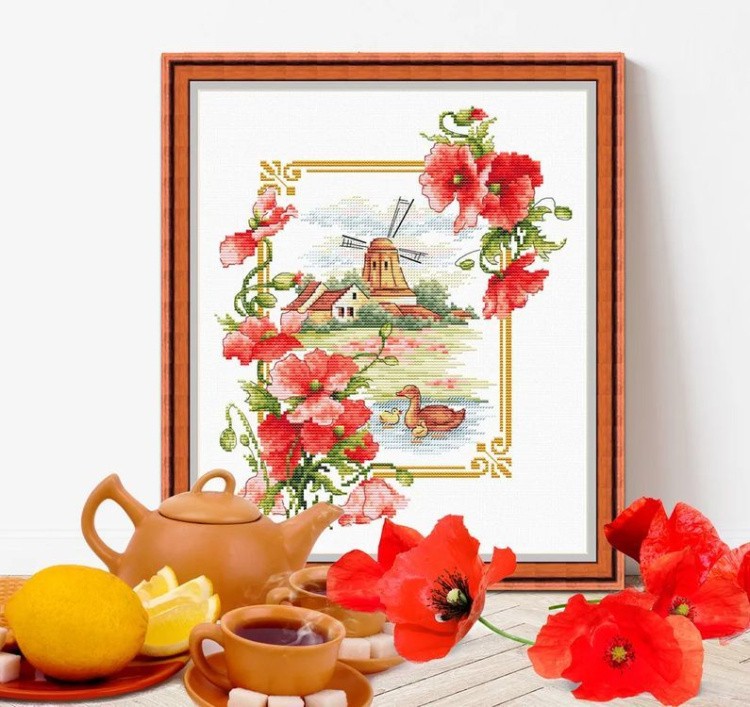 Рисунок на ткани «Маки» — картинка 2