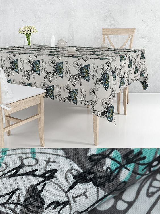 Ткань лен Бабочки, 140 г/м², 30% лен, 70% хлопок, 3 м, ширина 150 см, TBY — картинка 7