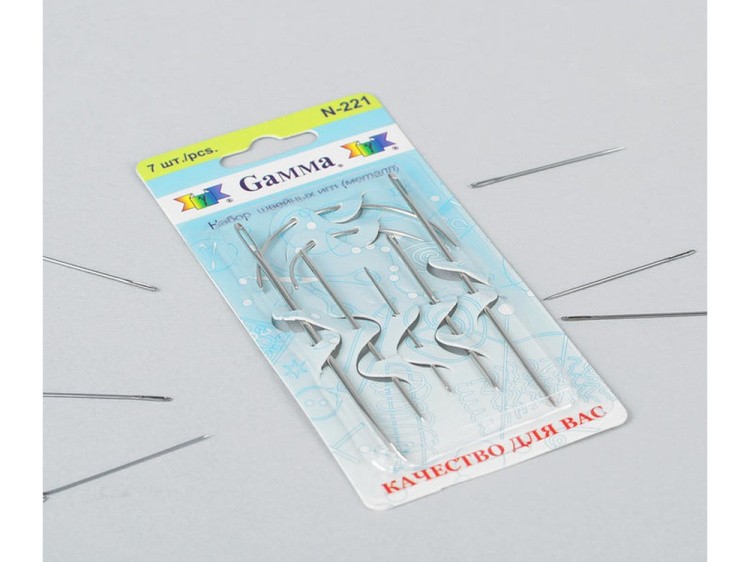 Иглы ручные Gamma для шитья, с матрасными иглами, 7 шт. — картинка 2