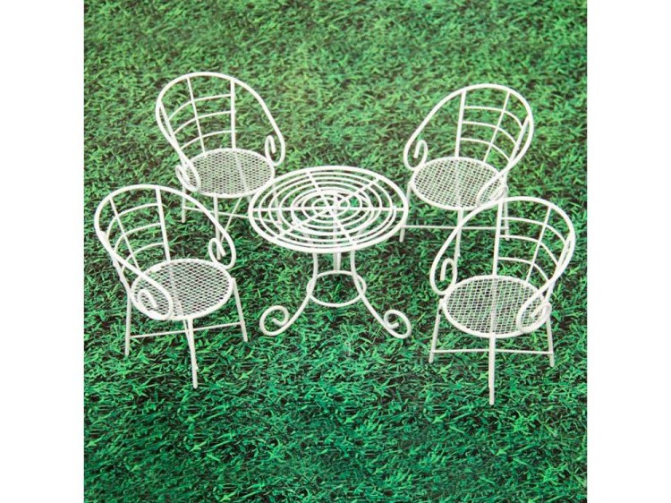 Садовая миниатюра MET-031 Мебельный гарнитур, металл 5 предметов, Blumentag — картинка 2