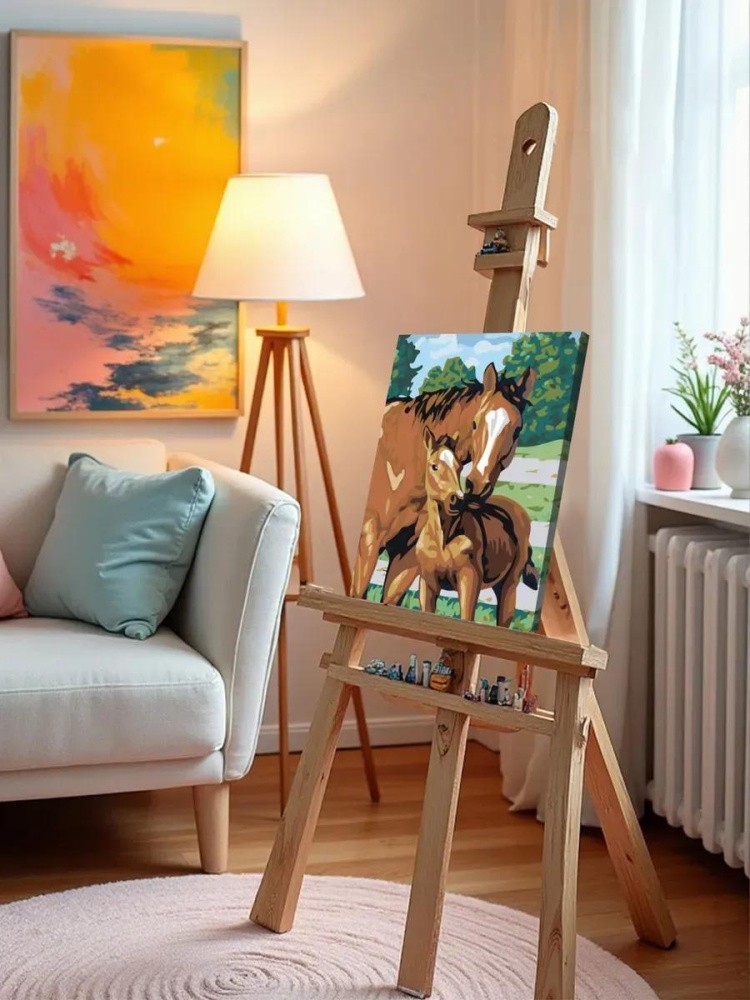 Картина по номерам «Лошадь с жеребёнком» — картинка 9