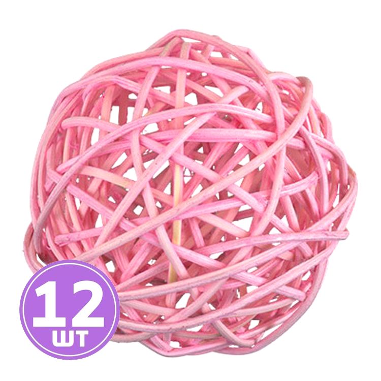 Шар декоративный из ротанга d 5 см, 12 шт., цвет: №02 светло-розовый, Blumentag