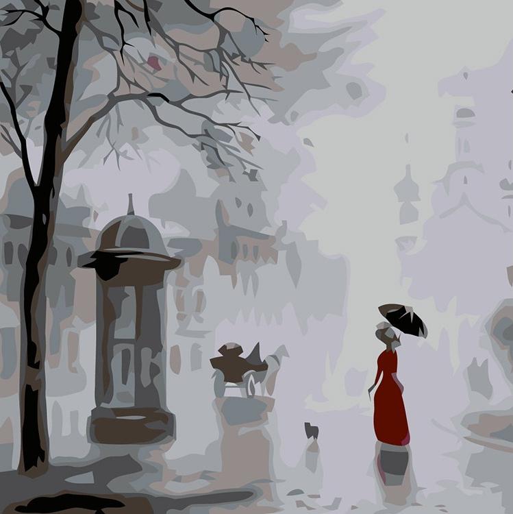Картина по номерам «Прогулка под дождем»