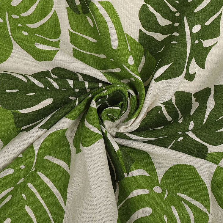 Ткань Лен, 140 г/м², 5 м x 150 см, цвет: белый, растительный принт, TBY — картинка 3