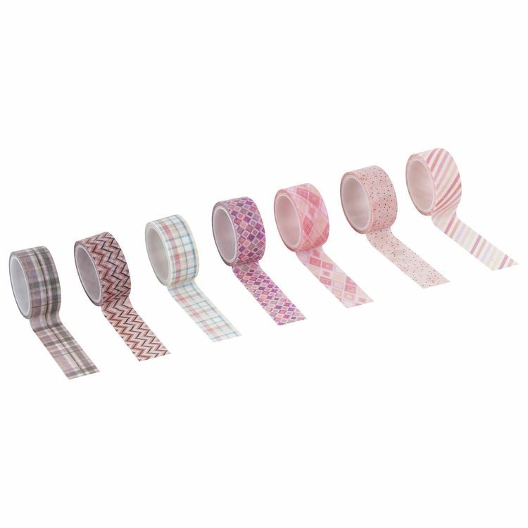 Клейкие WASHI-ленты для декора «Оттенки розового», 7 цветов, 15 мм х 3 м — картинка 4