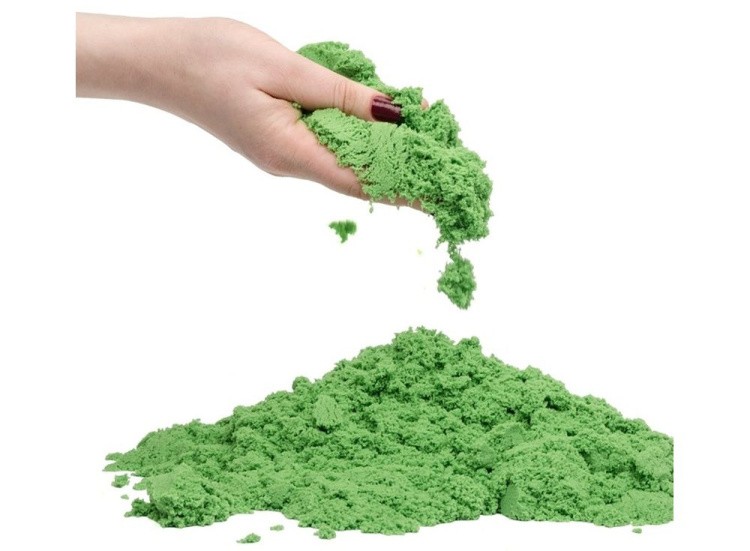 Космический песок 1 кг, зеленый (с песочницей и формочками) — картинка 4