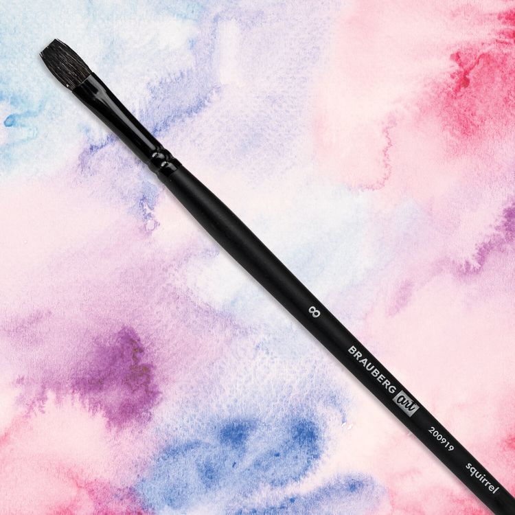 Кисть художественная профессиональная Art Classic, белка, плоская, № 8, длинная ручка, Brauberg — картинка 5