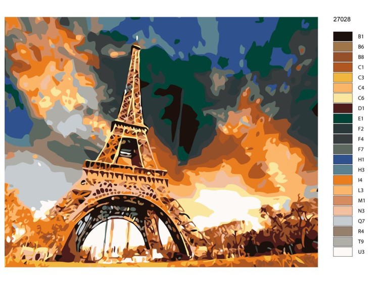 Картина по номерам «Эйфелева башня на закате» — картинка 2