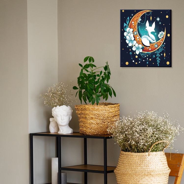 Картина по номерам с поталью «Лиса на месяце» — картинка 4