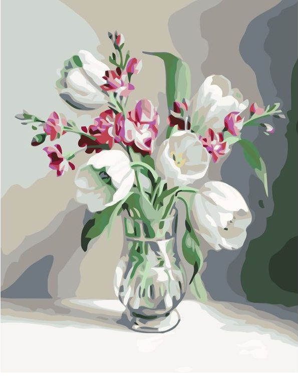 Картина по номерам «Тюльпаны в вазе»