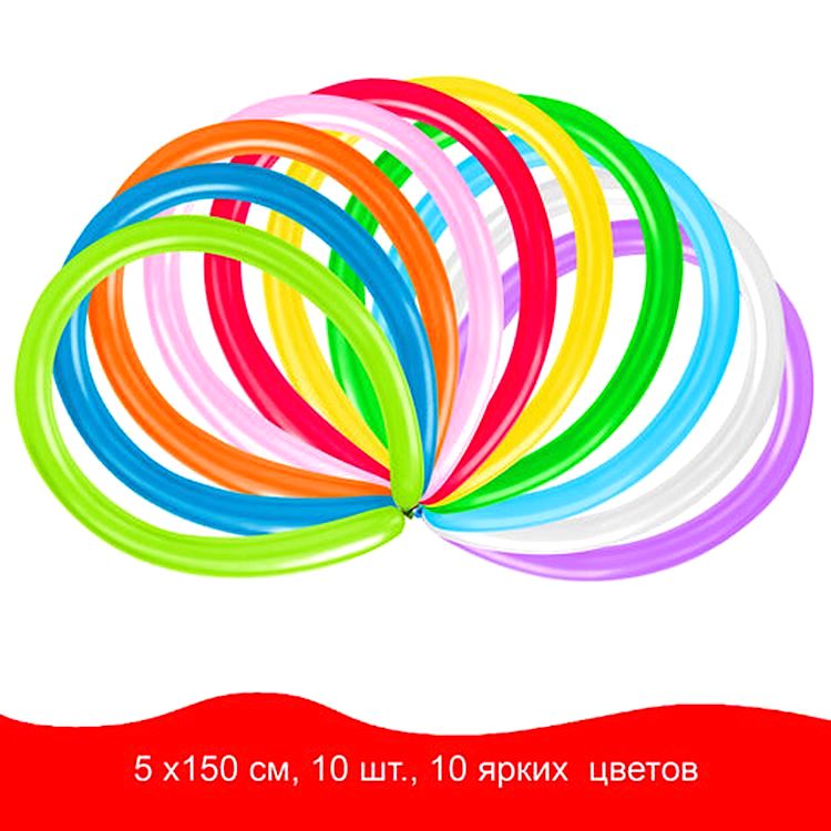 Шары воздушные для моделирования, 2х60&quot; (5х150 см), комплект 10 шт., с насосом — картинка 2