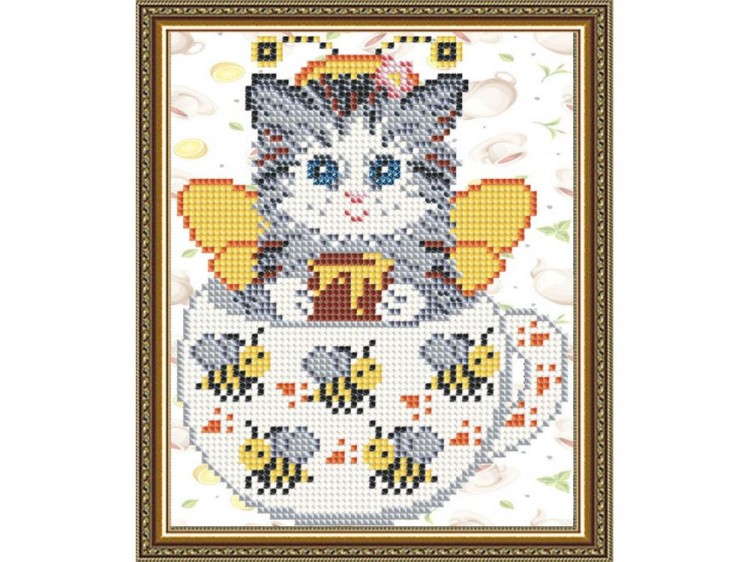 Рисунок на ткани «Котенок в пчелках»