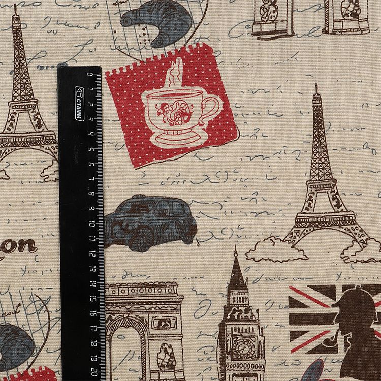 Ткань Лен, 140 г/м², 5 м x 150 см, цвет: бежевый, принт, TBY — картинка 5