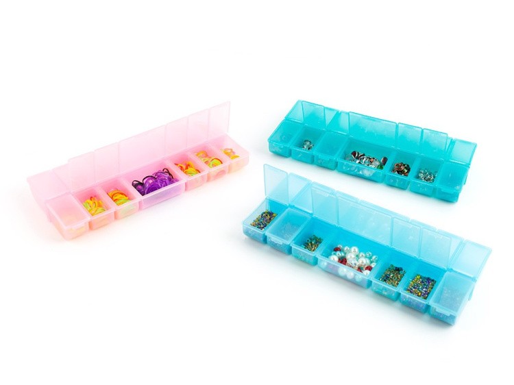 Коробка для швейных принадлежностей с индивидуальными крышками Gamma, цвет: голубой прозрачный — картинка 2