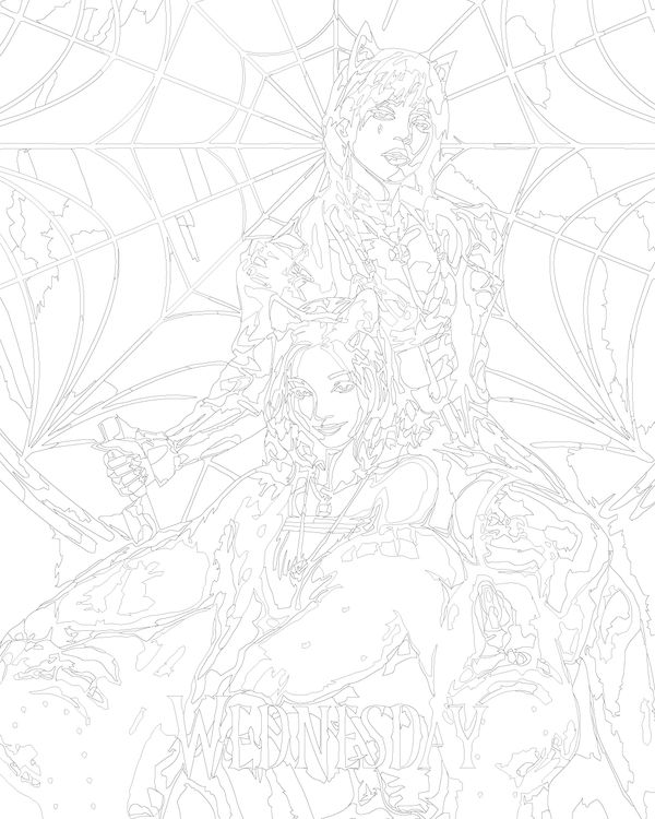 Картина по номерам «Wednesday Уэнсдей Аддамс: Арт с подругой» — картинка 2