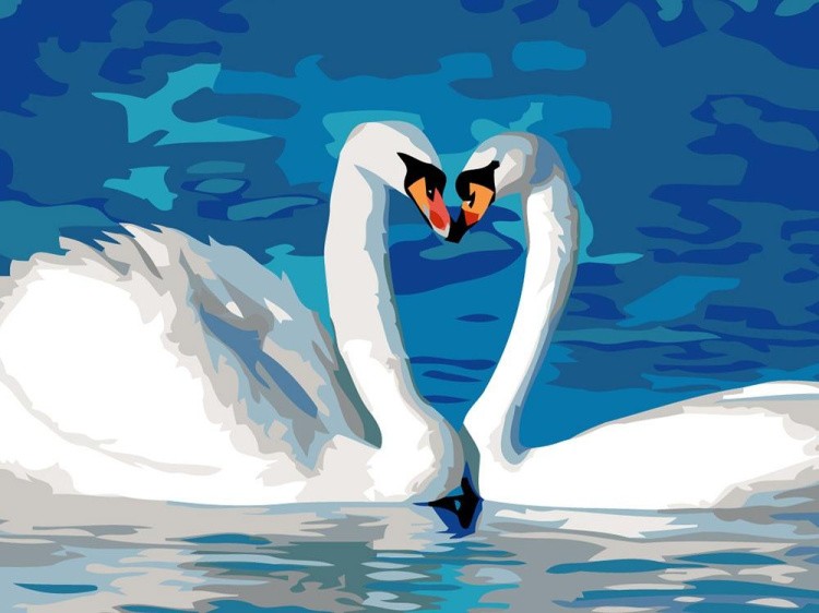 Картина по номерам «Пара лебедей»