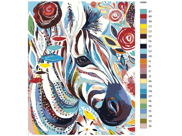 Картина по номерам «Разноцветная зебра» — картинка 2