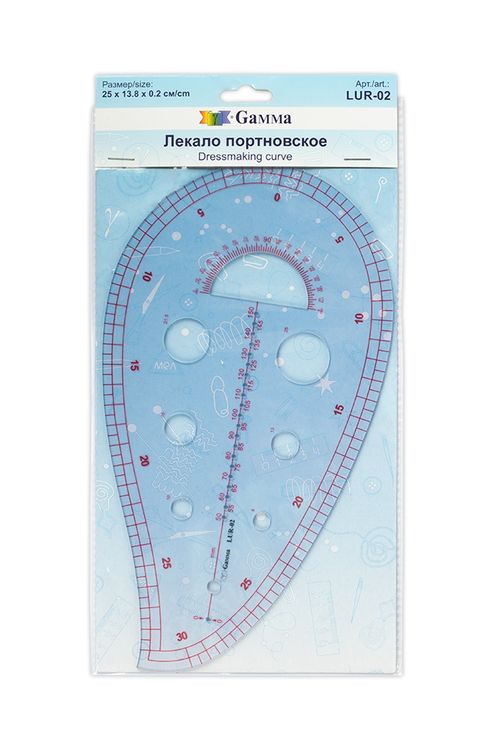 Лекало портновское, толщина 2 мм, 25х13,8 см, Gamma