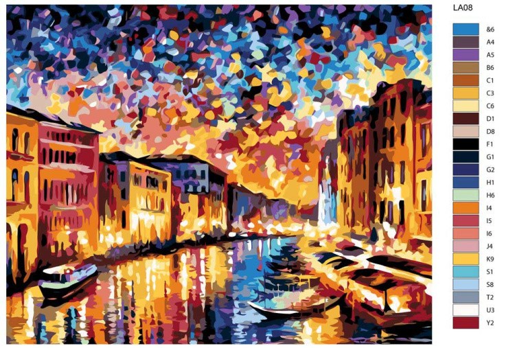 Картина по номерам «Ночная стоянка гондол» — картинка 2