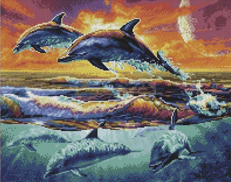 Алмазная вышивка «Пара дельфинов»