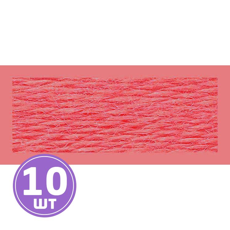Нитки мулине (шерсть/акрил), 10 шт. по 20 м, цвет: №134 розовый, Риолис
