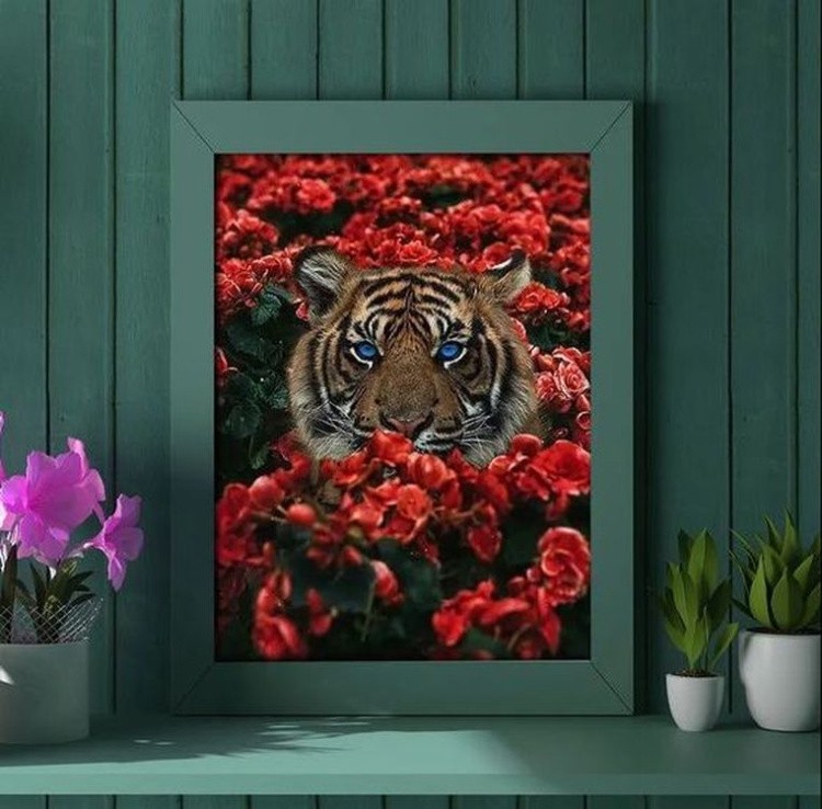 Алмазная вышивка «Тигр в цветах» — картинка 3
