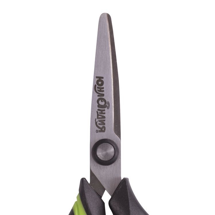 Ножницы «BASIC», 140 мм, ребристые резиновые вставки, черно-салатовые, Юнландия — картинка 3