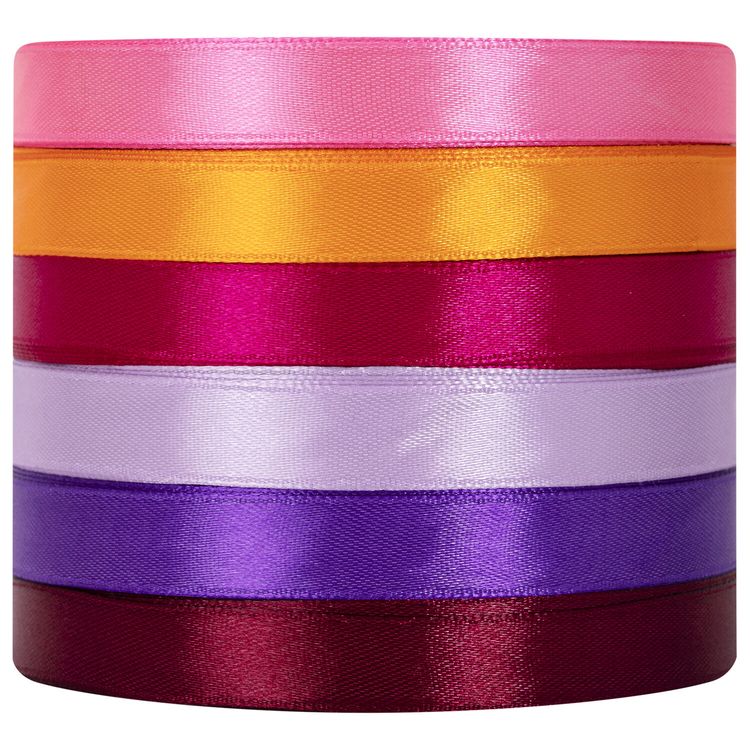 Лента атласная, ширина 12 мм, набор №2, 6 цветов по 23 м — картинка 2