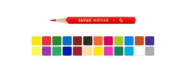 Набор цветных карандашей ВКФ Super «Лама», трехгранные короткие, 24 цвета — картинка 2