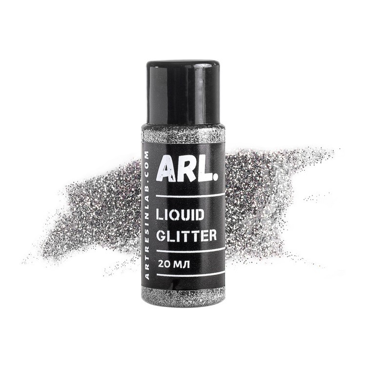 Жидкие блестки на лаковой основе ARL.LIQUID GLITTER серебро 20 мл, Art Resin LAB