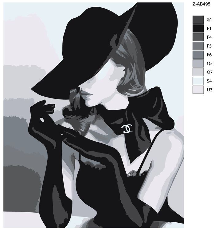 Картина по номерам «Черно-белая дама» — картинка 2