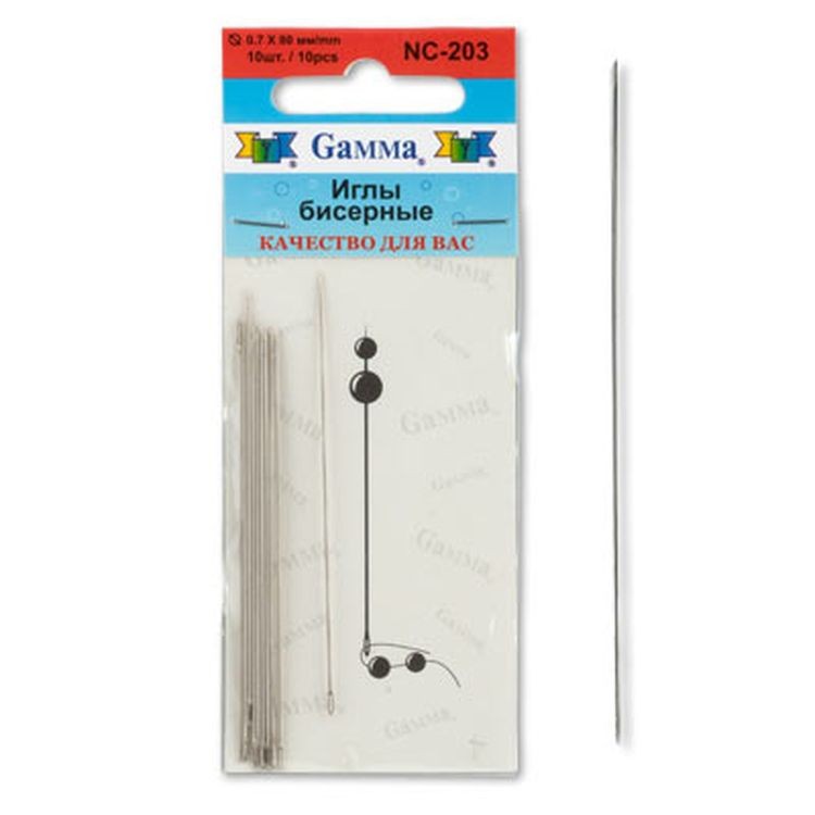 Иглы бисерные, сталь, d 0.7 мм, 10 шт., Gamma  — картинка 2