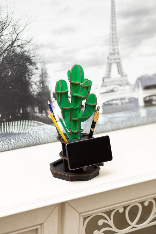 Конструктор из дерева «Настольный органайзер Кактус зеленый», Eco Wood Art — картинка 3