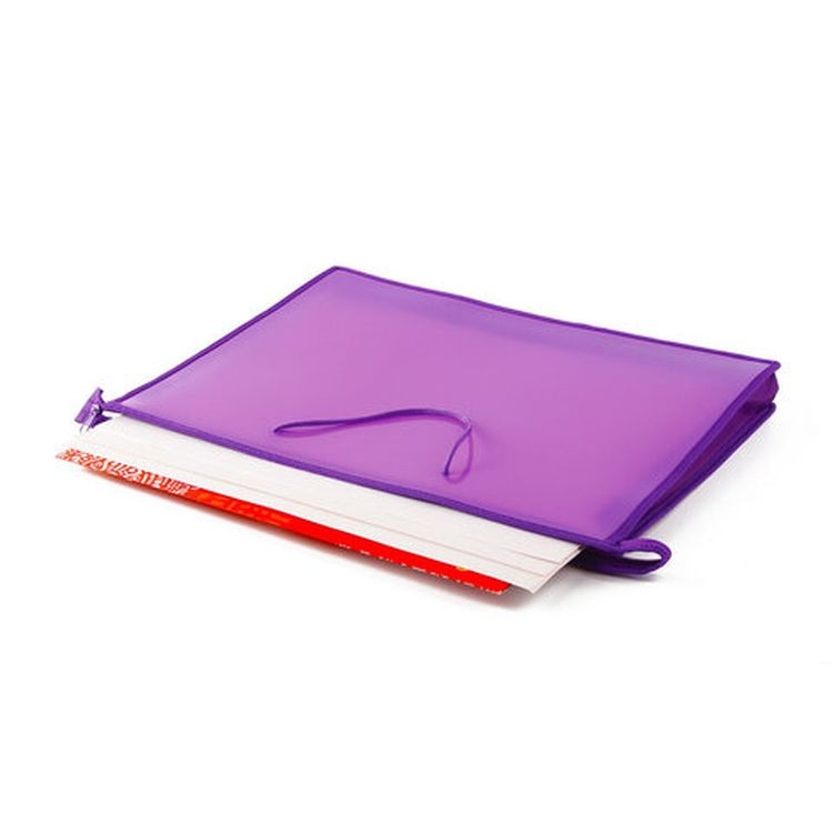 Папка для рисунков и чертежей А3, ручки-шнурок, пластик, молния сверху, ПИФАГОР, фиолетовая — картинка 5