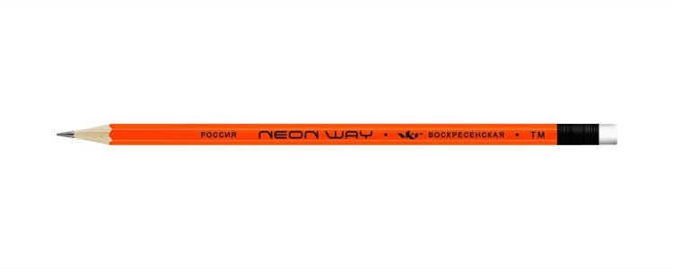 Карандаш графитный ВКФ «Neon way» неоновый ТМ (HB) с ластиком, оранжевый