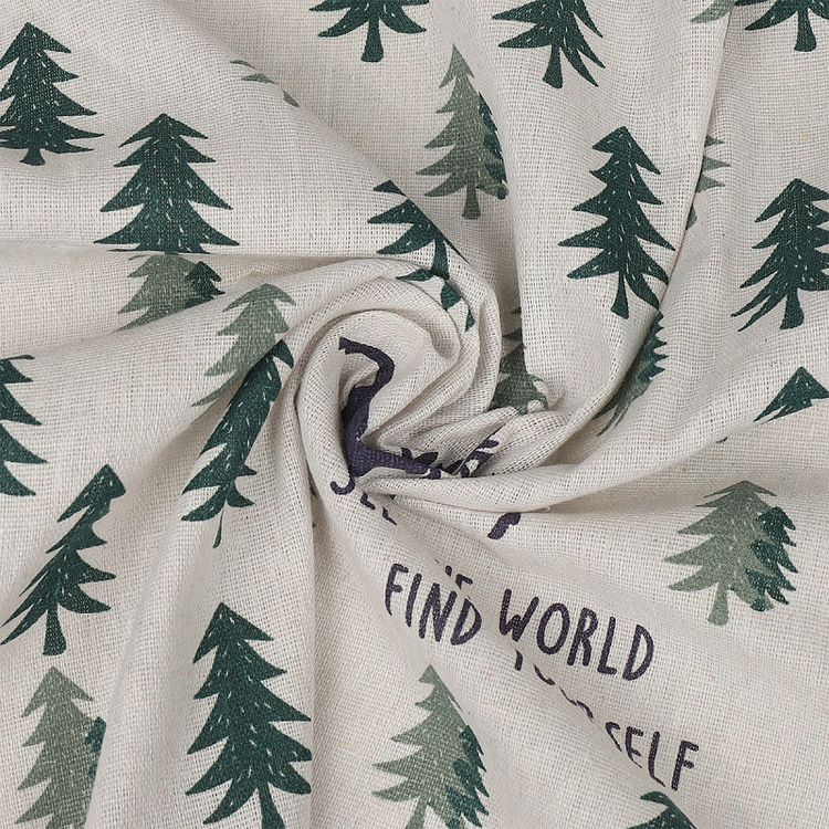 Ткань льняная, 3 м x 150 см, 140 г/м², цвет: бежевый, принт, TBY — картинка 2