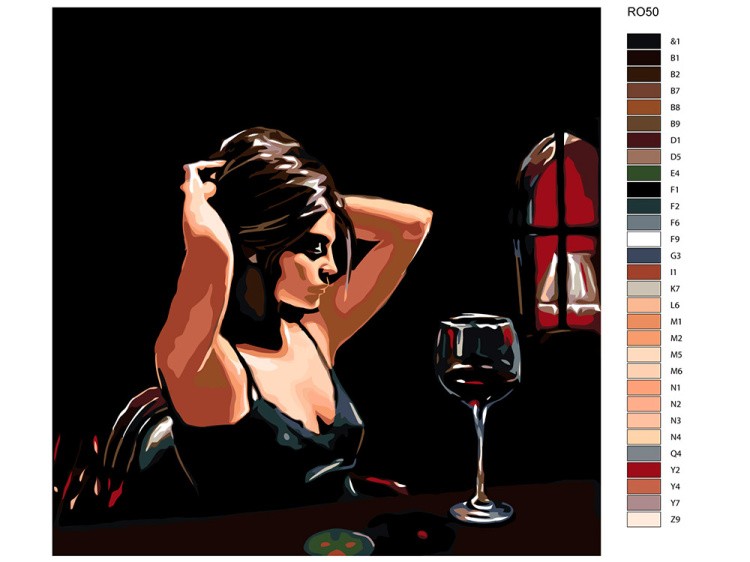 Картина по номерам «Девушка с бокалом» — картинка 2