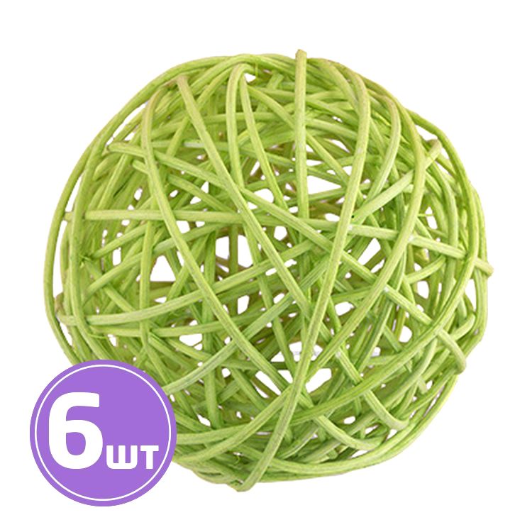 Шар декоративный из ротанга d 9 см, 6 шт., цвет: №03 светло-зеленый, Blumentag
