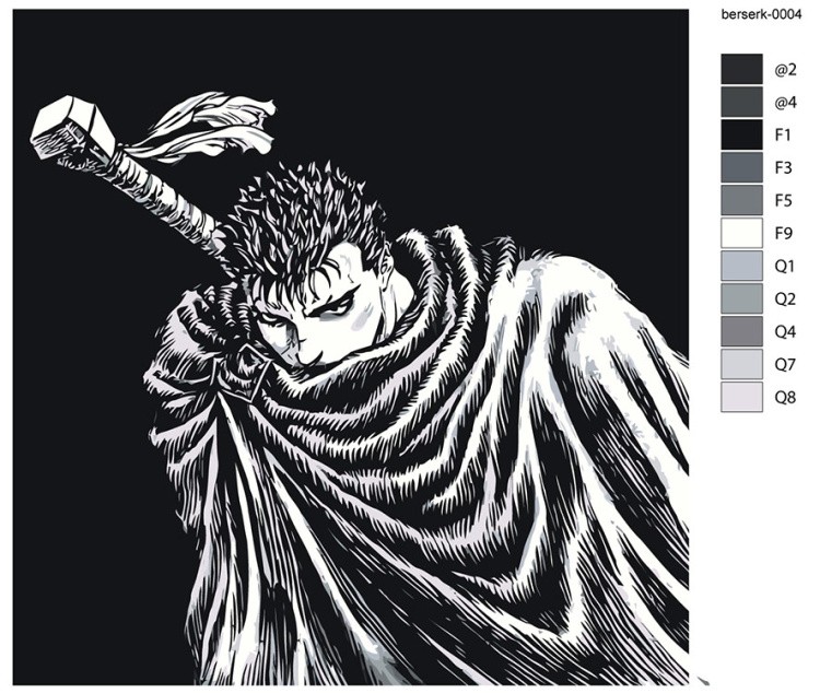 Картина по номерам «Берсерк Berserk манга аниме: Гатс чб» — картинка 2