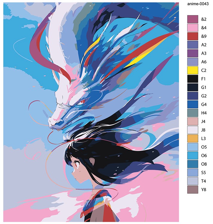 Картина по номерам «Аниме: Девушка и разноцветный дракон» — картинка 2