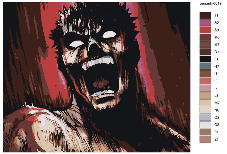 Картина по номерам «Берсерк Berserk манга аниме: Гатс ярость» — картинка 2
