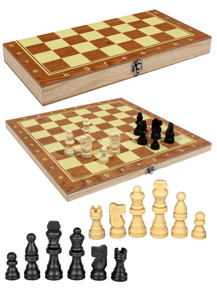 Шахматы (деревянное поле 24 см) фигуры из пластика — картинка 3