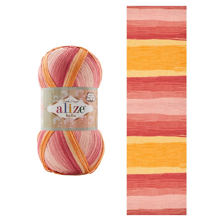 Пряжа ALIZE Bella Batik 100 (Белла батик 100) (7833), мультиколор, 5 шт. по 100 г — картинка 2